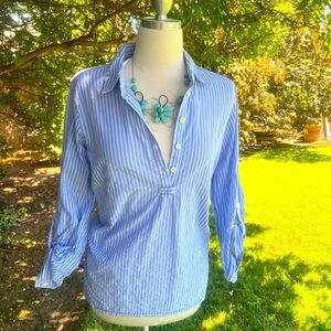 Workshop Republic Clothing Light Blue Striped Blouse
